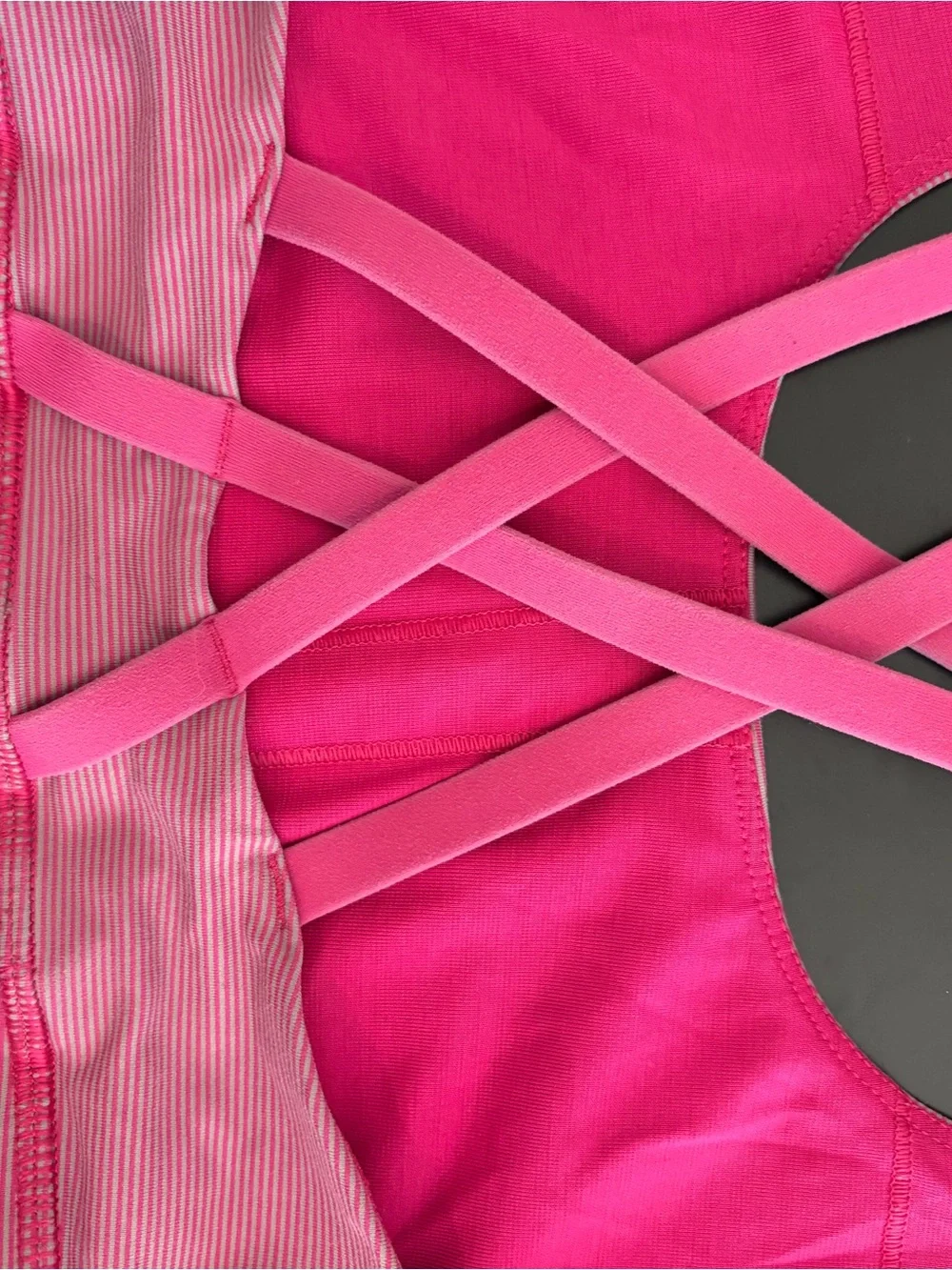 Lululemon Energy Bra Pink Pinstripe With Pink Straps - Size S